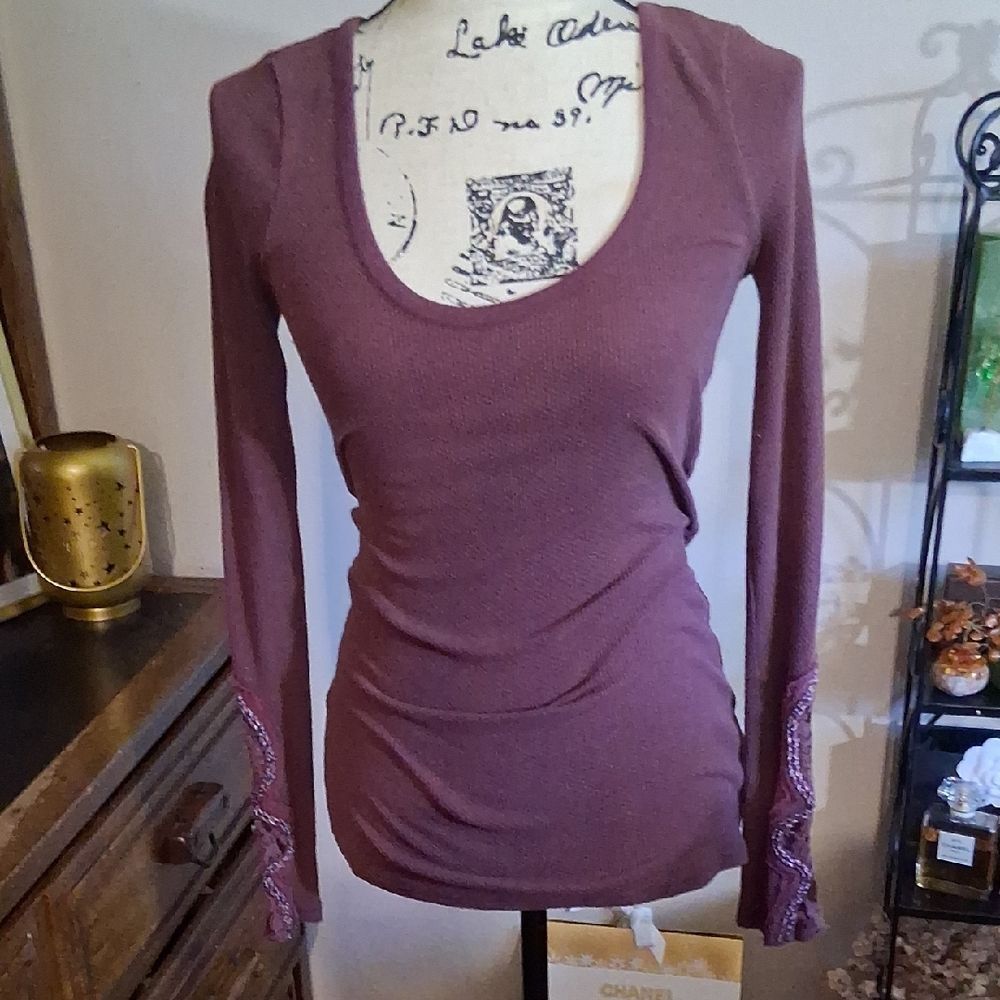 FREE PEOPLE Purple Women's Long Sleeve Thermal Top Size S/P
